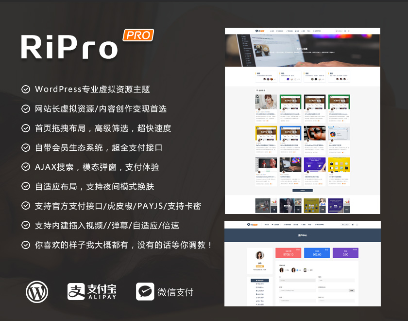 WordPress日主题RiPro v8.9 无加密无后门免扩展无限制开心版-乐熊日记